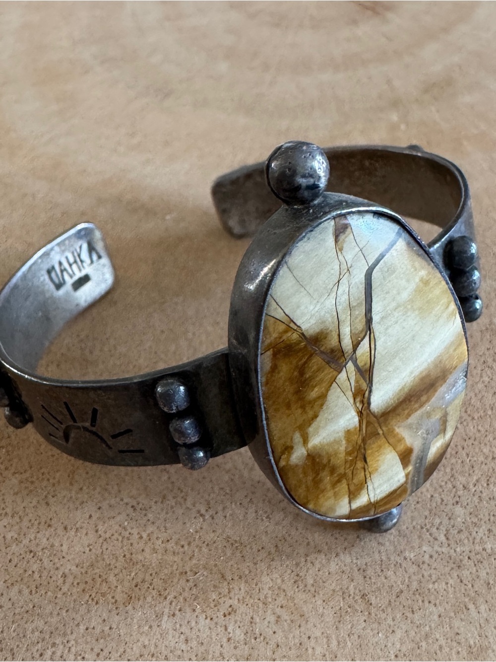 MAHKA Sterling Silver Cuff Bracelet with Stone